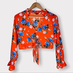 Topshop Front-Tie Blouse